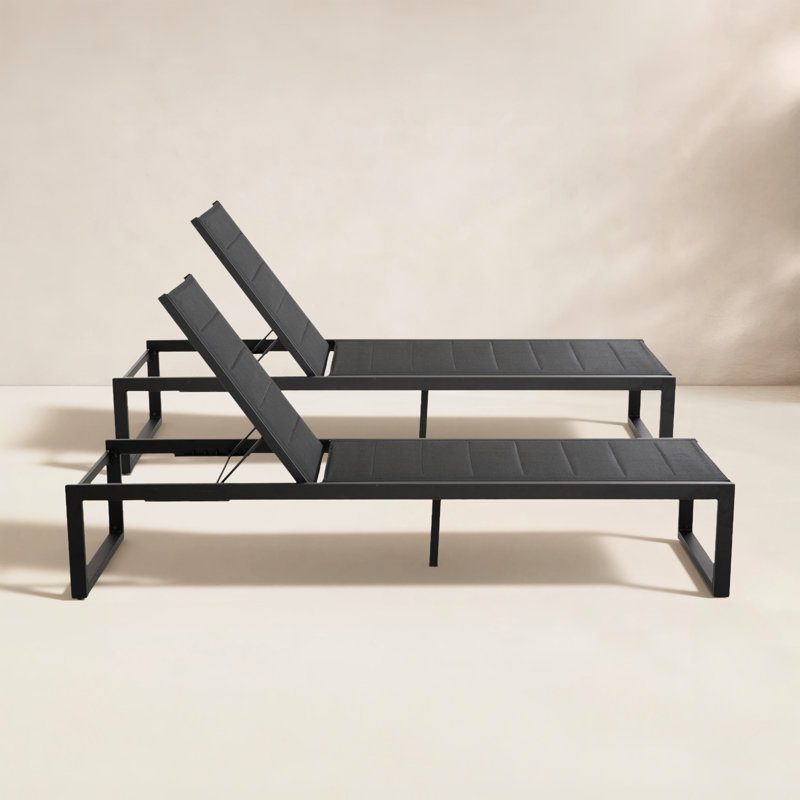 Armando Aluminum Outdoor Chaise Lounge, Black