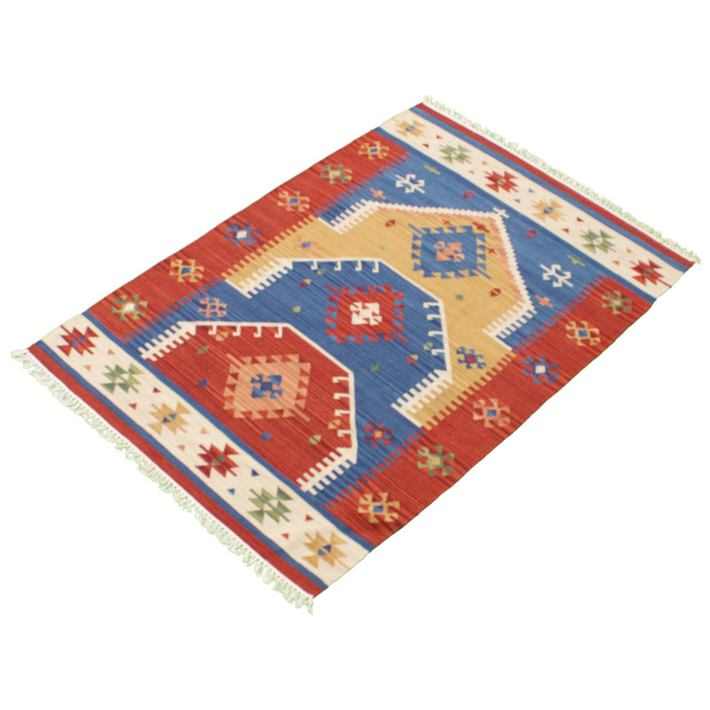 Tapis bleu en laine Baretta Southwestern