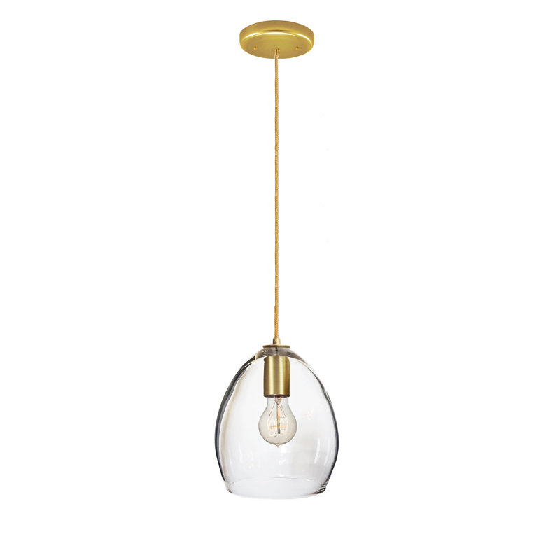 Luminaire suspendu à 1 lumière en forme de goutte, Transparent, Laiton