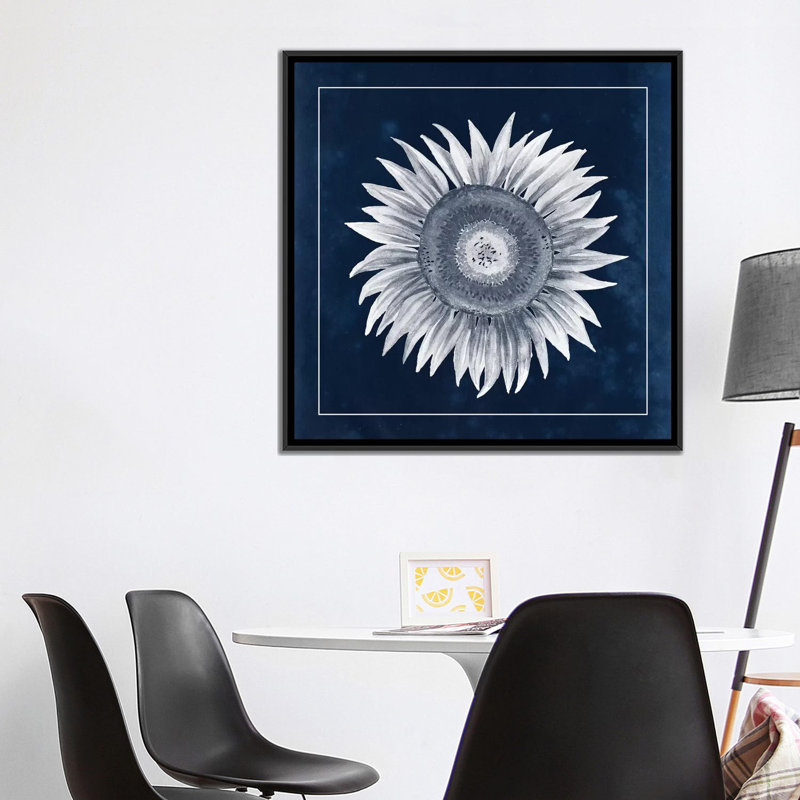 « moon fleur i », impression sur toile, H 37 po x l 37 po x P 1,5 po, Toile avec cadre flottant noir, Pas de tapis