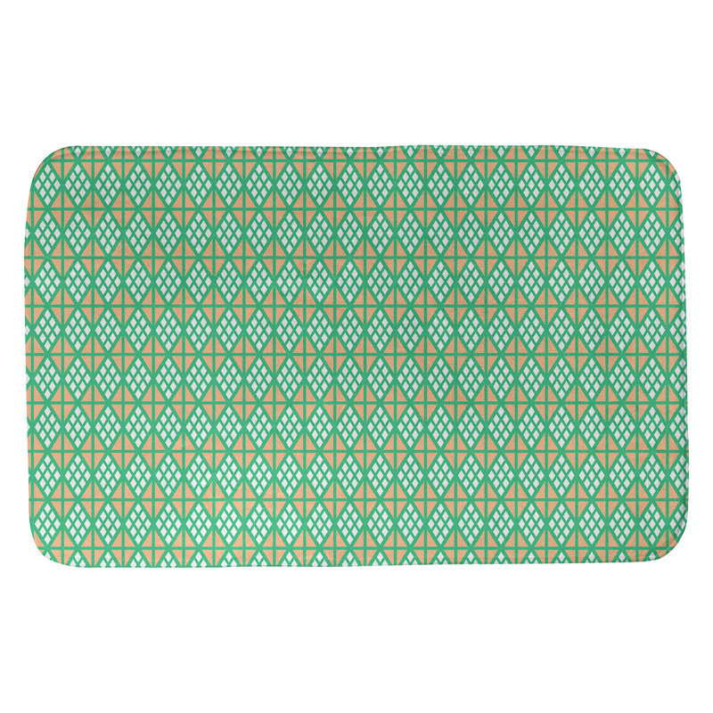 Tapis pour salle de bain diamants Leffel, l 17 po x L 24 po, Vert / Orange