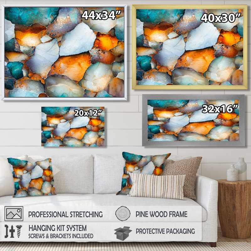 Mosaïque de marbre, art mural II, Reproduction encadrée d'une seule photo sans pass, H 24 po x l 32 po, Blanc