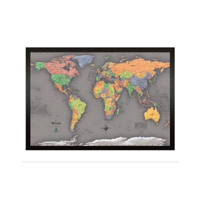 Home Magnetics W x H Dry Erase And Laminated World Map
