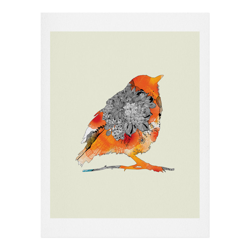 «Bird» par Iveta Abolina, reproduction d'art graphique sur papier sans cadre, H 20 po x l 16 po