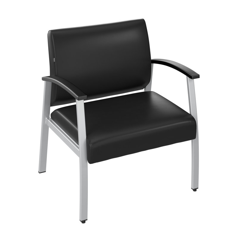 Black Vinyl Bariatric Waiting Room Chair with Metal Frame