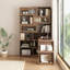 Solid Wood L-Shaped Retro-Style Extendable Bookcase-Desk Combo-1290292028-1290292029