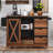 55.5" Farmhouse Kitchen Island with Drop Leaf, Kitchen Storage Island with Barn Door, Power Outlet, Rolling Kitchen Cart on Wheels with Spice Rack, for Home, Kitchen, Dining Room, Black-1677477586