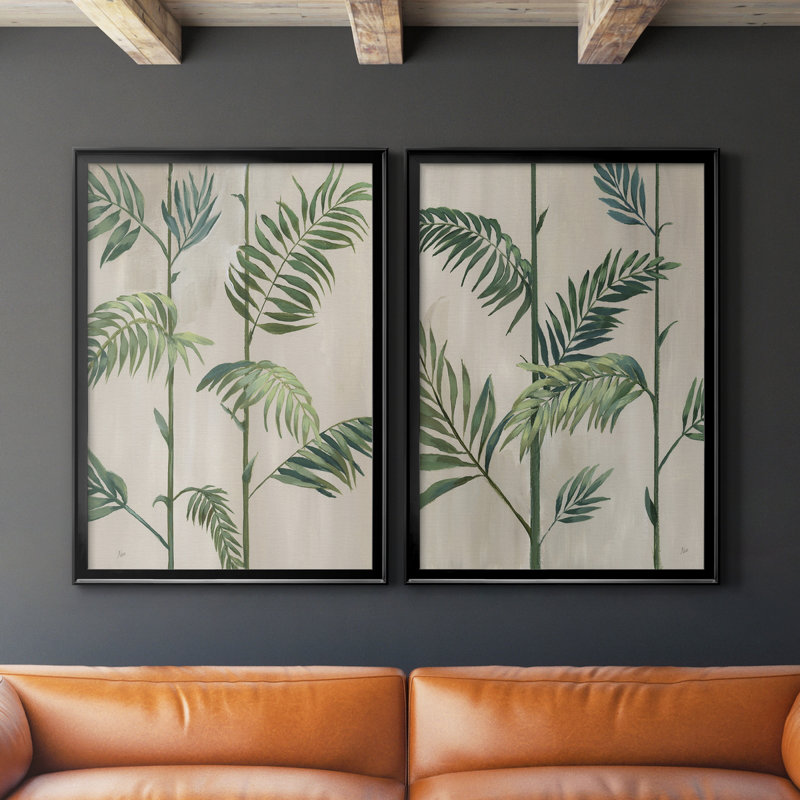 Modern Fronds I - 2 pièces, H 26,5 po x l 73 po x P 1,5 po, Noir