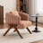 Mid Century Upholstered Arm Accent Chair with Solid Wood Legs-697083292
