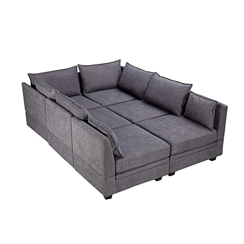 Canapé modulaire Kaljo, 100 % lin gris foncé