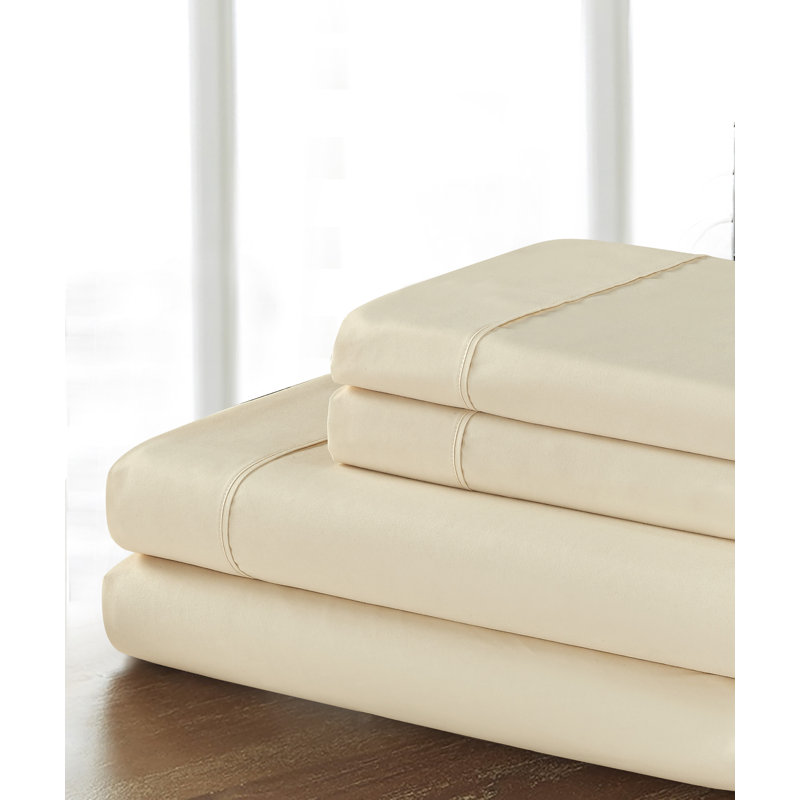 Organic Cotton 100% Cotton Sheet Set, Twin Sheet Set with 1 Pillowcase, Ivory