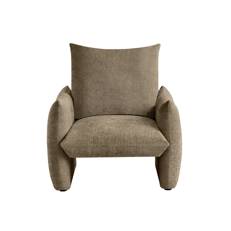 Fauteuil d'appoint rembourré Modern Chenille, Brun