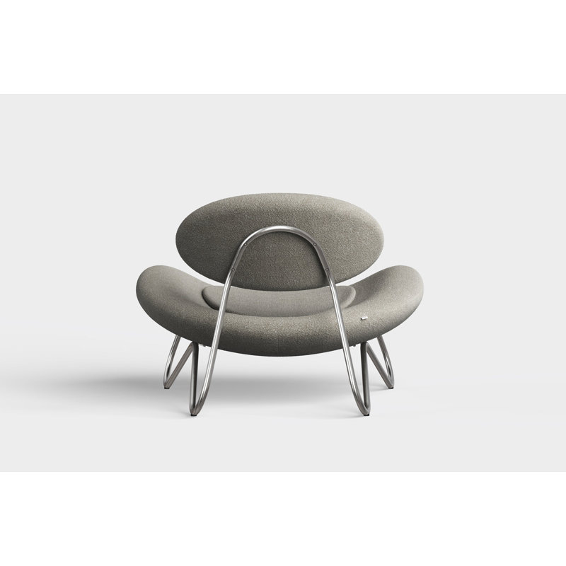 Meadow Lounge Chair, Black Painted Steel Frame, Brushed Stainless Steel, Natural Polyester Blend