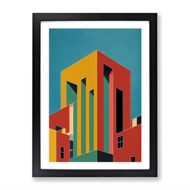 Bold Architecture No.3 Abstract - Single Picture Frame Print, Black, 64cm H x 46cm W x 2cm D