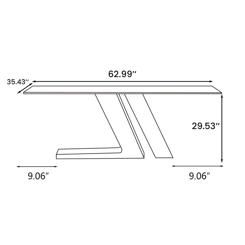 Table de salle à manger Lavant, H 29,53 po x L 62,99 po x l 35,43 po, Noir