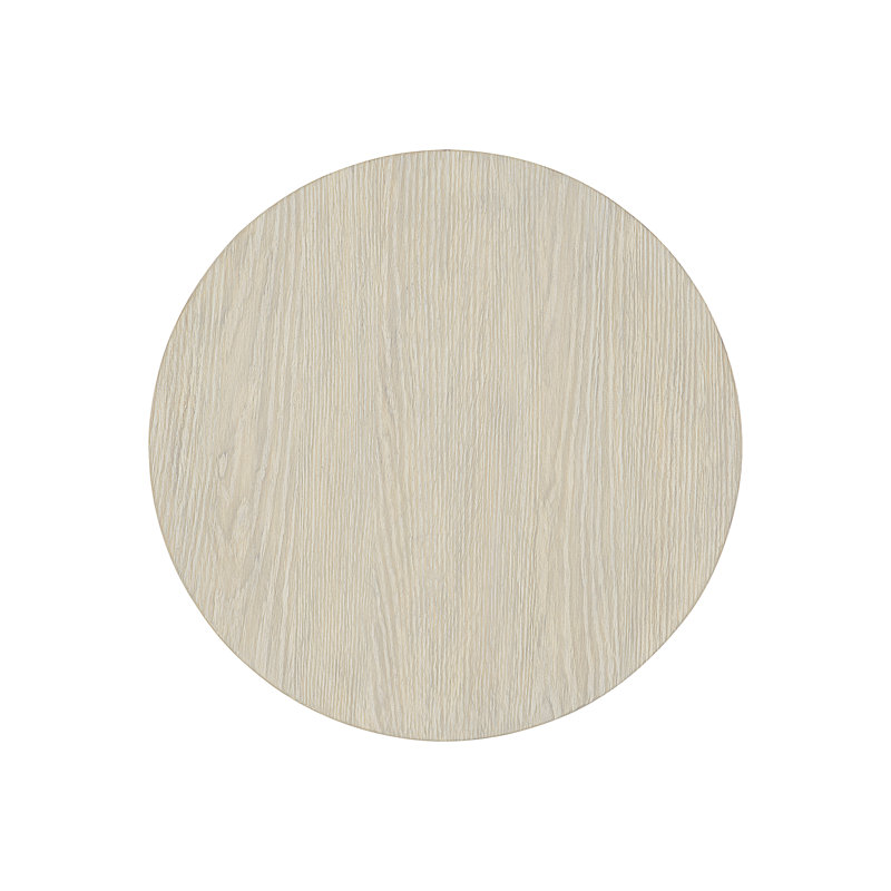 Transitional Cream Round Wood & Metal Side Table, 26"