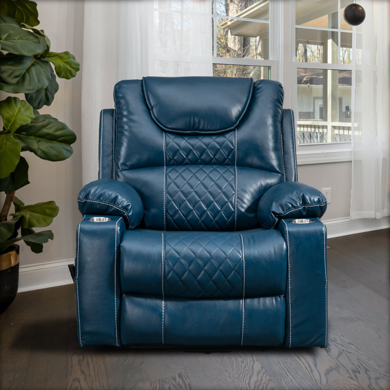 Carollynn Oversized Power Lift Chair for Elderly, Recliner with Heat & Massage,Cup Holders,Side Pockets, Blue
