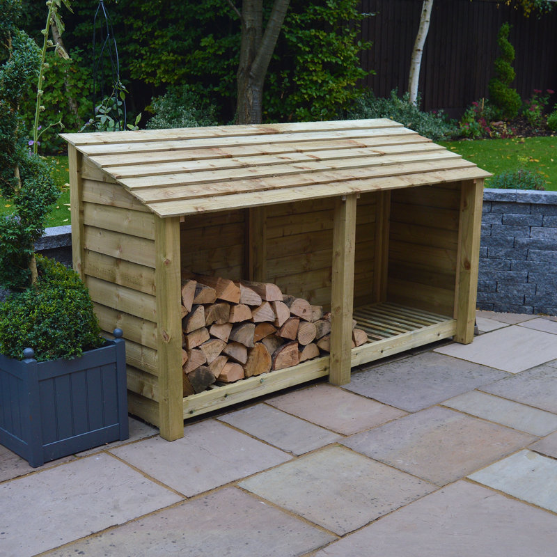 230cm W x 80cm D Solid Wood Log Store, Light Green