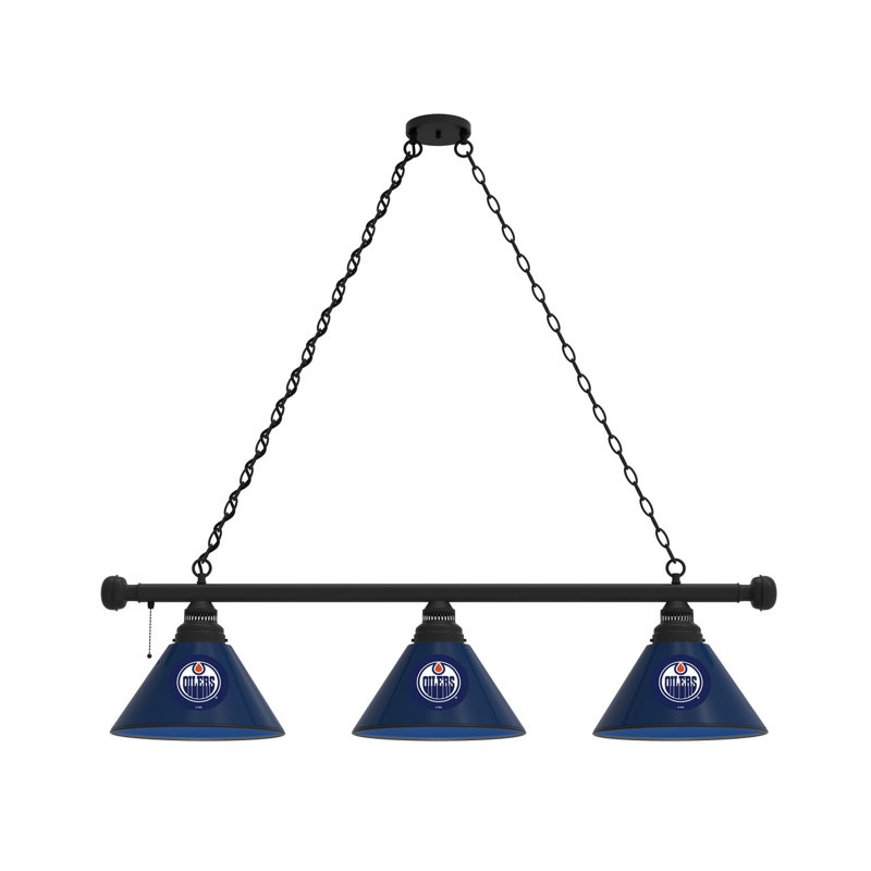 3 - Light Pool Table Lights Pendant, Black, Edmonton Oilers