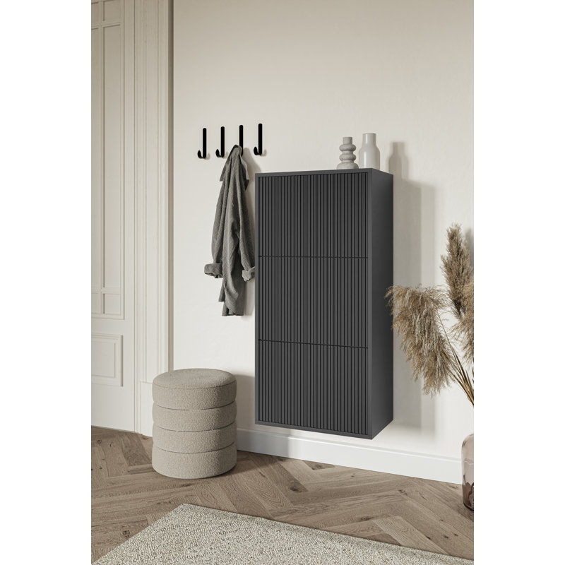 Veldio Wall-Mounted Three-Tier Shoe Cabinet 50 cm , Black