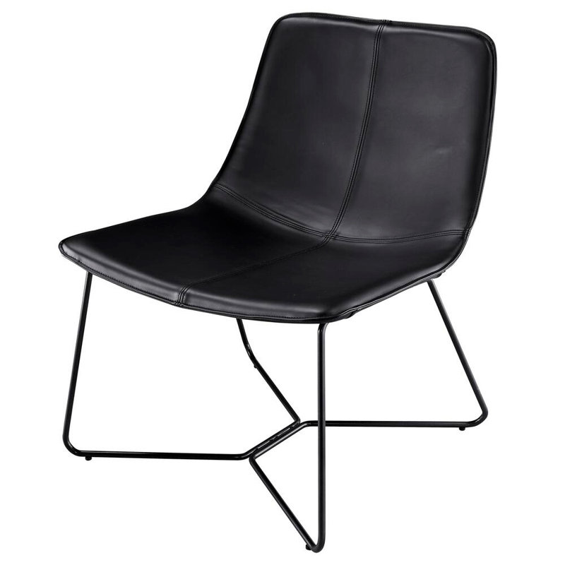 Henghold Faux Leather Accent Chair, Black Faux Leather
