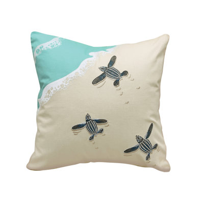 Leatherback Scurry-Embroidered Indoor Cotton Pillow