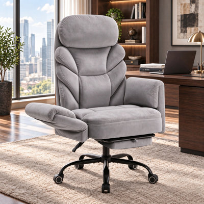 Big and Tall Executive Office Chair with Footrest, 500 lb Heavy Duty  Fabric Desk Chair with 5-Position Adjustable Armrests, 90°-135° Recline, Wide Seat & Wheels