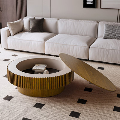 Table basse ronde avec rangement caché