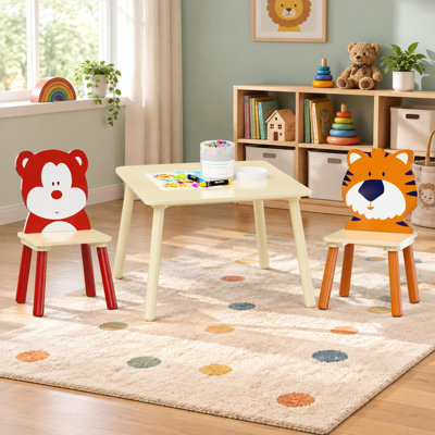 CENSTEEL 23.6 L Solid Wood and MDF Game Table with Chairs
