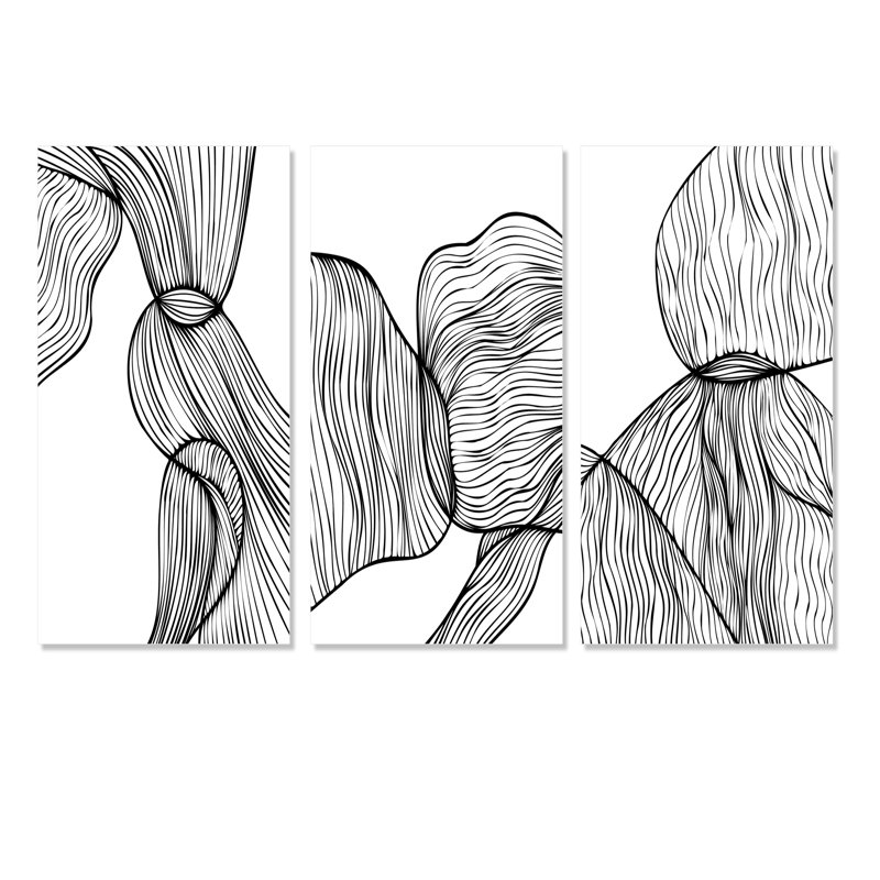 Primitive Shapes I - Ensemble de 3 reproductions d'art sur toile tendue, H 20 po x l 36 po