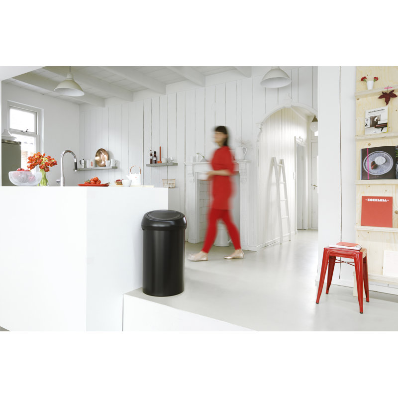 Brabantia 60 Litre Touch Bin, Matt Black / Matt Black