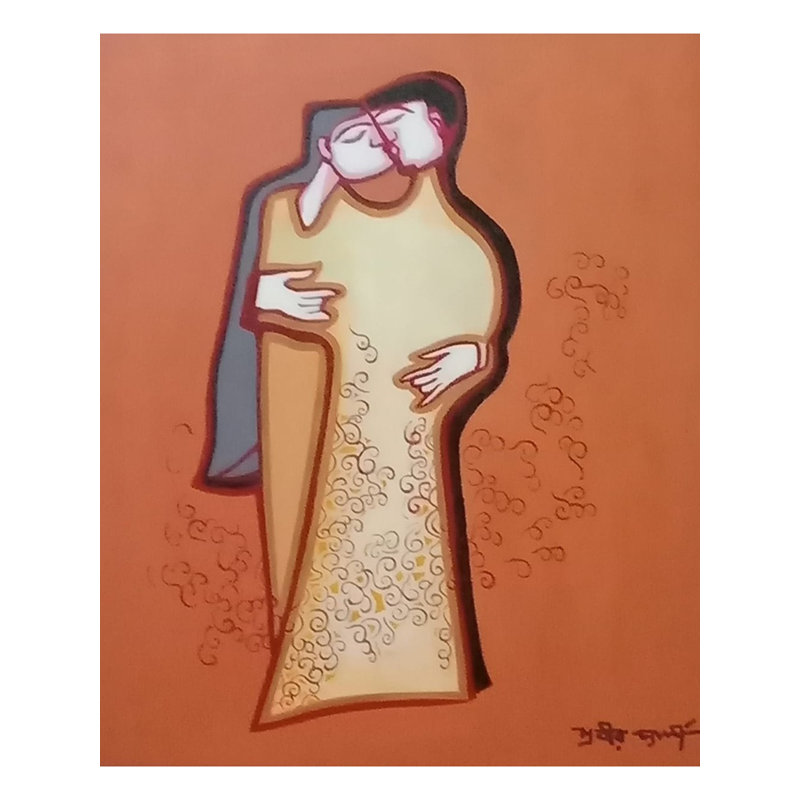 Baiser de l'amour | Acrylique sur toile | Par Prabir Chatterjee