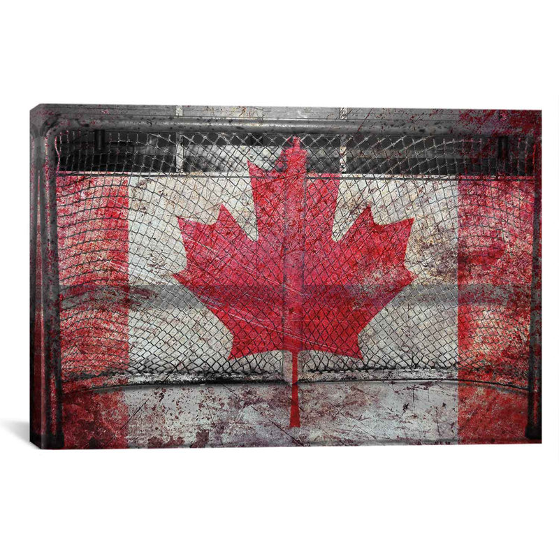 "Canada hockey goal gate #3", reproduction de photo sur toile, H 12 po x l 18 po x P 1,5 po, Toile tendue