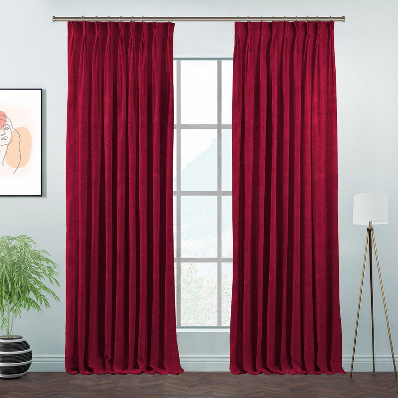 Room Darkening Single Curtain Panel, Red, 130cm Width x 225cm Drop