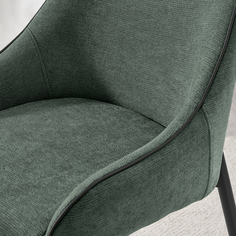 Ophelia Luxury Fabric Upholstered Dining Chair with Metal Legs, Green