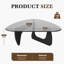 Table basse moderne triangulaire, plateau en verre trempé et base en bois courbé pour le salon-416388529-416388531-416388532