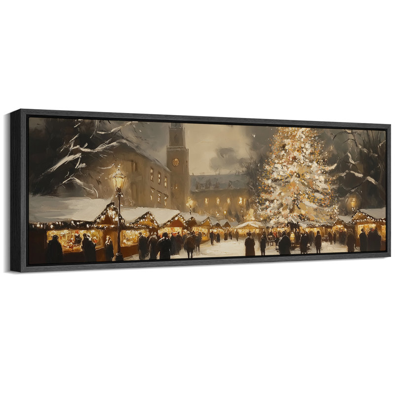 «Christmas Holiday Celebration Winter City Scene Christmas Tree Landscape», œuvres d'art rétro, photos de scène de vacances festives nostalgiques, impression numérique sur toile giclée sur toile