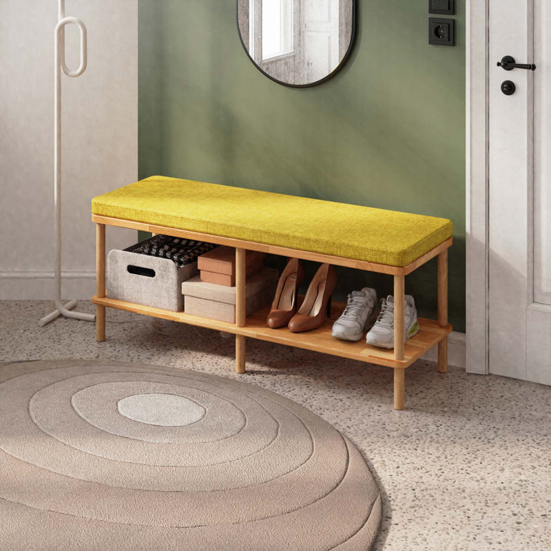 Banc de salle à manger Queens, banc en bois de hêtre massif pour la cuisine et le vestibule, H 17,4 po x l 47,2 po x P 15 po