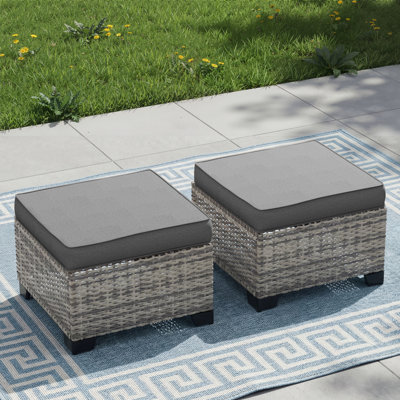 All-Weather Wicker Outdoor Ottoman