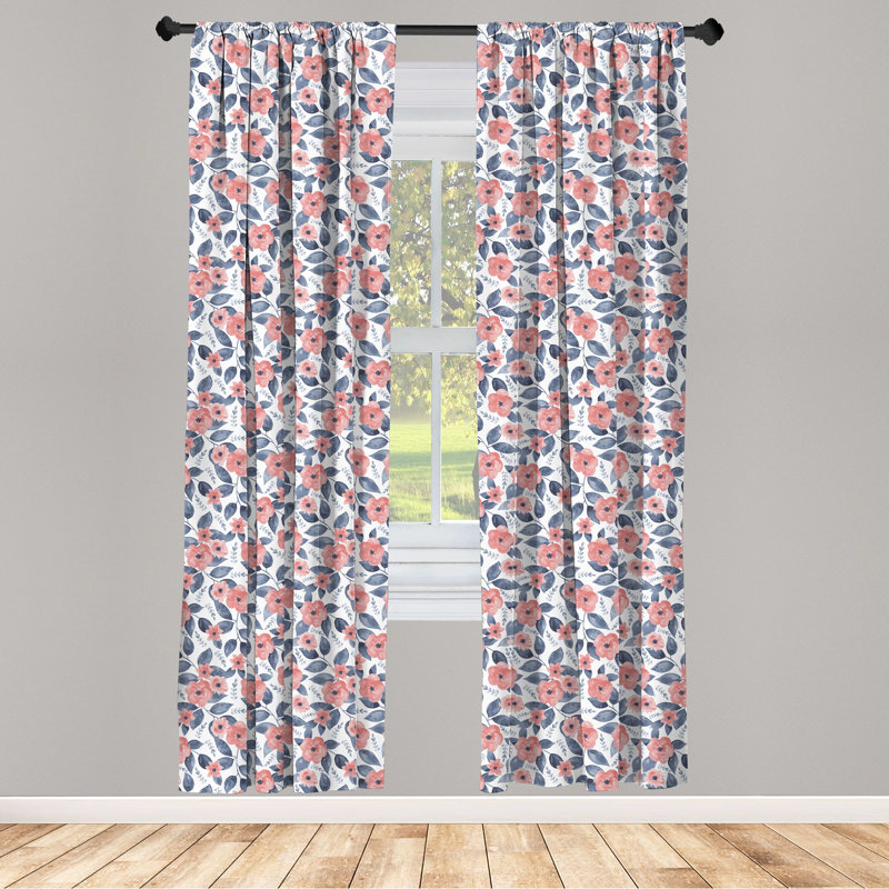 Panneau coulissant floral semi-diaphane avec passe-tringle, 28 po x 84 po
