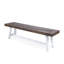 Banc en bois avec finition sablée brun foncé et métal rustique blanc, largeur de 63 po pour l'extérieur, structure en métal