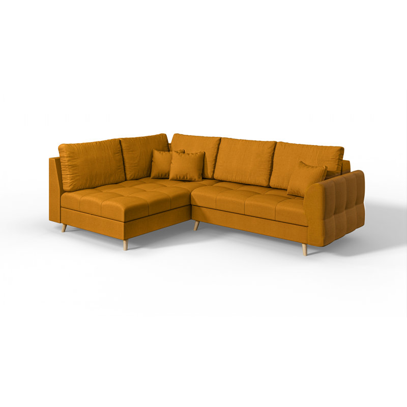 Scandinavian Corner Sofa with Footstool, Left Hand Facing, Yellow