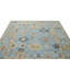 Tapis bleu en laine noué à la main 8 pi 11 po x 11 pi 10 po Oushak
