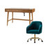 Adan Modern 2-Piece Desk Office Chair Set with Velvet Task Chair and Solid Wood Cable Management Computer Desk