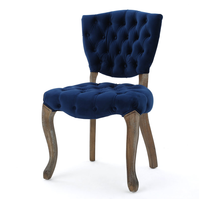 Richard Tufted Upholstered Parsons Chair, Navy Velvet Incorrect