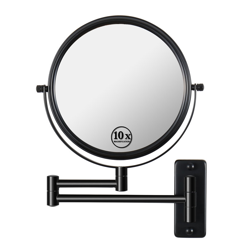 Wall Mounted Magnifying Mirror 8 Inch, Makeup Double Sided Vanity Mirror For Bathroom, 12" x 16.8", Black, 10X