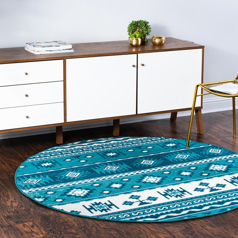 Geometric Indoor Rug, Round 5'3"