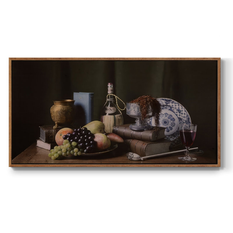 Moody Still Life VI - Toile tendue avec châssis tendue, prête à être accrochée, Noyer, H 21 po x l 41 po