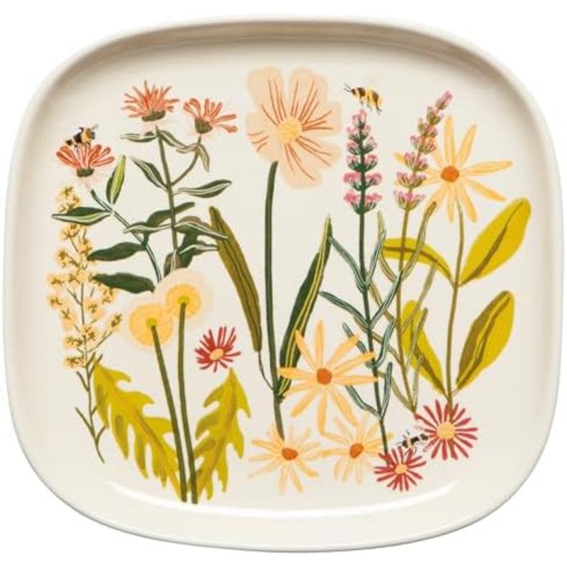 Stoneware Appetizer Shaped Dish, Bees & Blooms