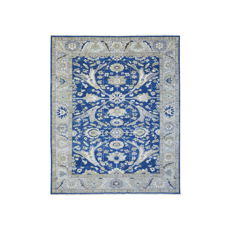 Tapis oriental en laine pure noué à la main bleu marine 8 pi 3 po x 10 pi 132A63B4C5EC45FCAE6598DE9D95599F